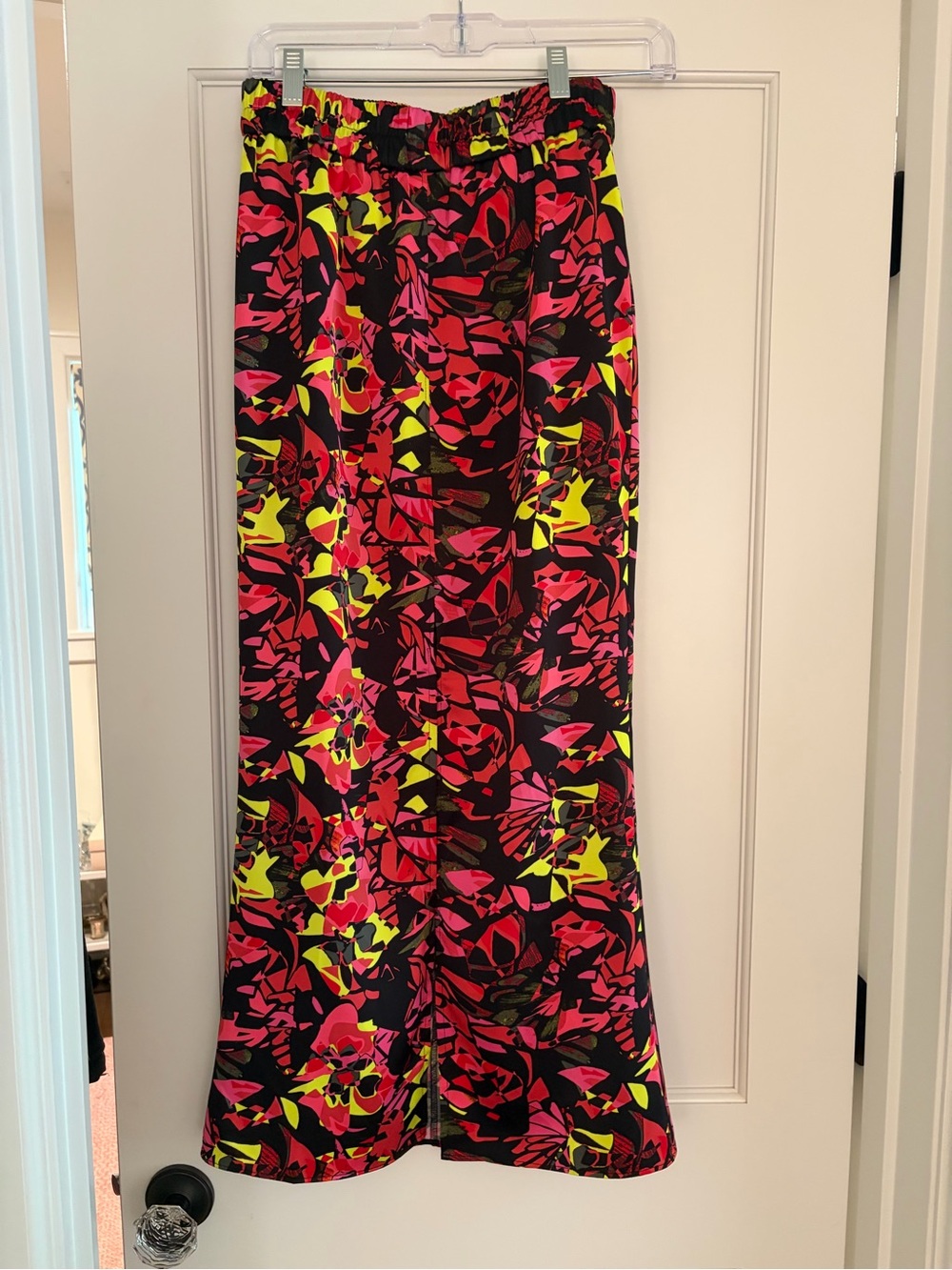Maxi Skirt in Neon Floral Print - Black, Pink & Yellow
